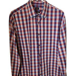 Paul Smith Button Up Shirt Size 16.5/42 Slim Fit Purple Blue Pink Gray Check